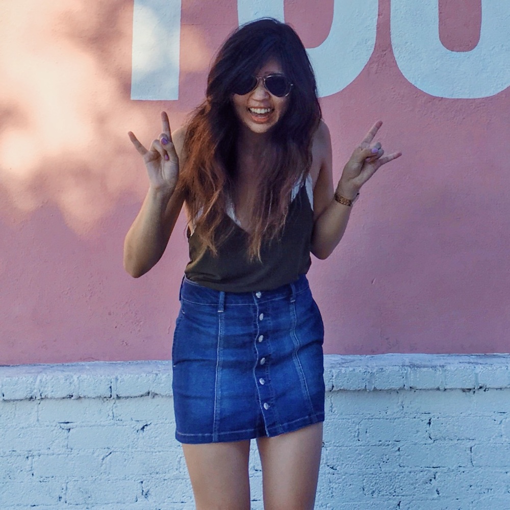 American Eagle Denim Button Mini Skirt